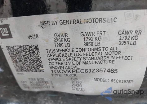 2018 Chevrolet Silverado K1500 Custom from USA, damaged, VIN 1GCVKPEC6JZ357465